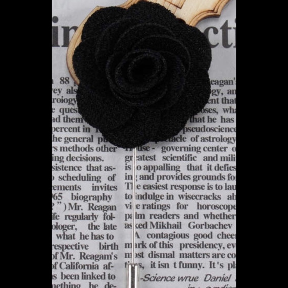 Fabric Flower Brooches Men/Women Brooch Pin Black